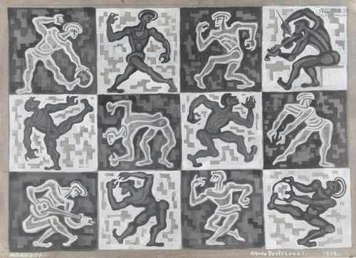 Alfredo BORTOLUZZI (1905-1995) moderne Tanzbewegungen, dancing moves,Öl/Leinwand (doubliert), u.r.