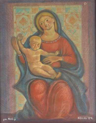 Alfredo BORTOLUZZI (1905-1995) Madonna mit Christuskind,Öl/Leinwand u.r. signiert, u.l. bezeichnet