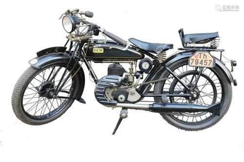 Oldtimer Motorrad DKW E 200 Riemenantrieb Baujahr 1928,Motor: Einzylinder-Zweitakt, Hubraum: 198,