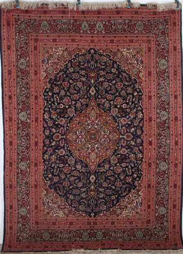 Antiker Isfahan Teppich um 1930 , 252x182 cm,Wolle, handgeknüpfter Teppich, 800.000 Konten pro