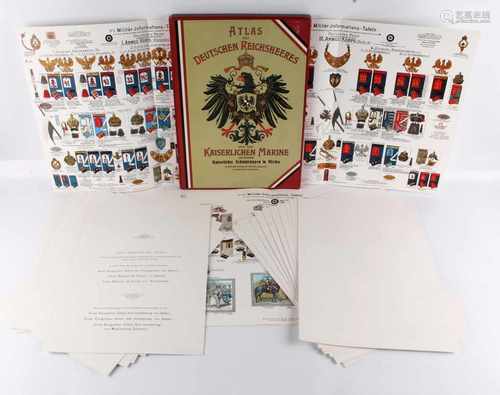 Atlas des Deutschen Reichsheeres und der Kaiserlichen Marine, 29 Farbtafeln in Kassette,