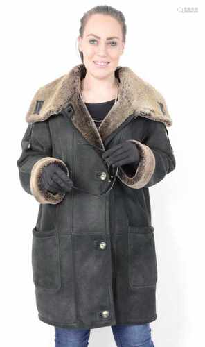 Lammfell Jacke, Pelzjacke , dunkel blau, Gr.48Lamb Skin, Sheepskin Fur jacket, Blue, Size: XXL/24,