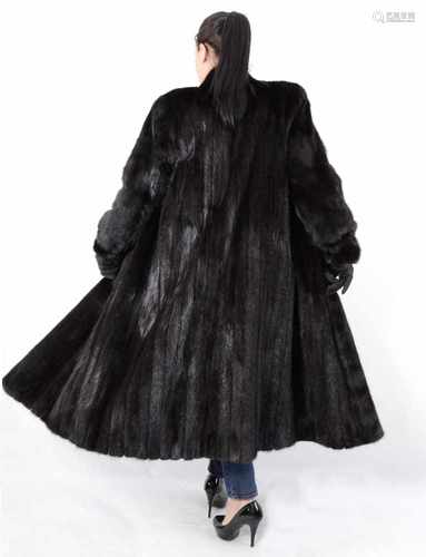 Saga Mink Nerzmantel dunkle braun, Pelzmantel, Gr.:44,Saga Fur Mink Coat ,dark brown, Size : XL,sehr