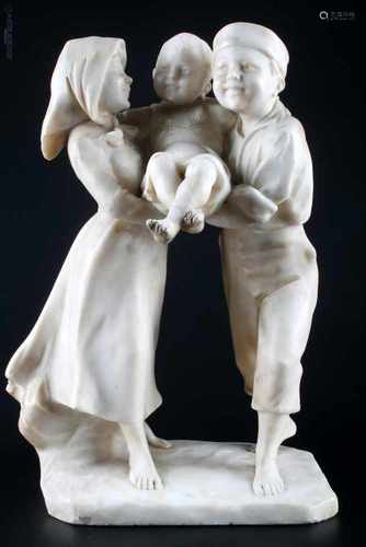 Jugendstil Alabaster Figur Junges Glück, Dante ZOI, italienischer Bildhauer um 1900,Jugendstil