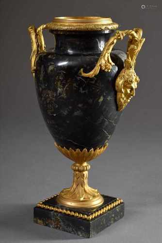 Dunkelgrüne Marmorvase mit feuervergoldeter Bronze Montierungen 