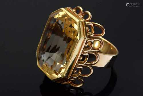 Handgefertigter GG Ring mit Citrin (ca. 27ct), 12,23g, Ringkopf 2,36 x 1,73cm, Gr. 56Handmade GG