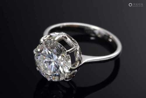 WG 750 Ring mit feinem Brillant Solitär (ca. 2.82ct/P2/TCR), Gr. 50WG 750 Ring with fine diamond