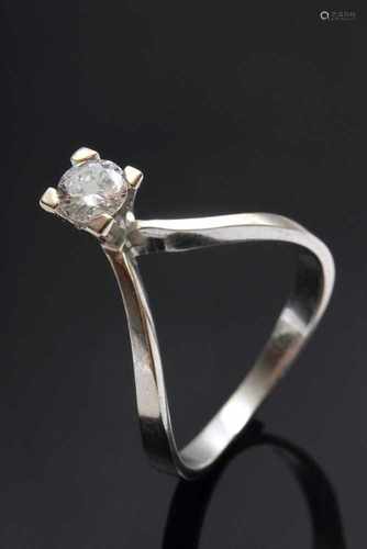 Extravaganter WG 750 Ring mit Brillant (ca. 0.25ct/PIII/W), 2,5g, Gr.52Extravagant WG 750 ring