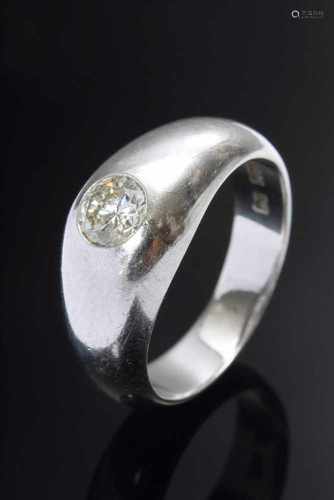 Klassischer WG 585 Bandring mit Brillant (ca. 0.50ct/VS/CR), 8,3g, Gr. 54Classic WG 585 band ring