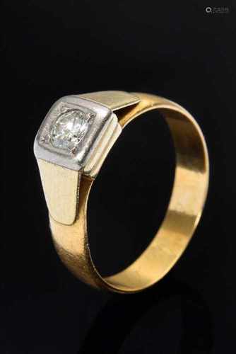 GG 900 Ring mit Brillant in WG 585 Fassung (ca. 0.28ct, VSI/W), 5,4g, Gr. 60,5, innen graviertGG 900