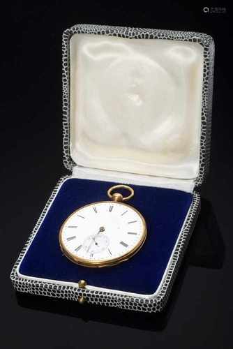 GG 750 Taschenuhr, Ankerchronometer, Breguetzeiger, weißes Emaillezifferblatt, römische Ziffern