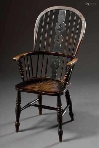 Schlichter Windsor Sessel mit hoher Lehne, H. 45/112cmSimple Windsor armchair with high backrest, h.