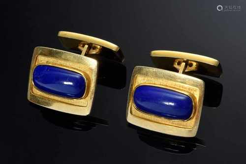 Paar zeitlose GG 585 Manschettenknöpfe mit Lapislazuli Cabochons, 26,36g, 2,1 x 1,7cmPair of