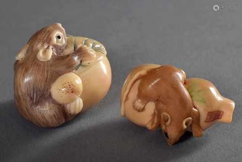 2 Diverse Katabori Netsuke 