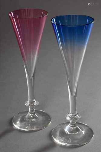 2 Diverse Kelche mit blau/pinkem Farbverlauf in der Kuppa, H. 18cm2 Various goblets with blue/pink