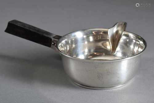 Dänische Buttersauciere mit ebonisiertem Holz Henkel, 1933, Silber 833, 94g, Ø 9cmDanish butter