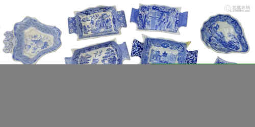 Collection of early 19th century and later pearl ware and other blue and white transfer printed two
