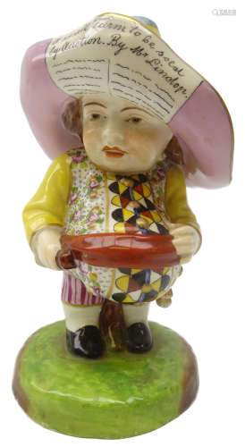 Early 19th Century Derby 'Mansion House' Dwarf wearing a broad brimmed hat,
