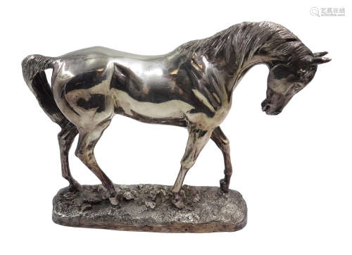 Silver model of a Racehorse designed by David Geenty, Camelot Silverware Ltd,