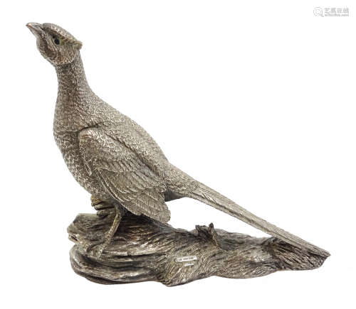 Sterling silver coated model of a Pheasant by County Artists,