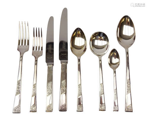 Regent Plated canteen of cutlery in the Margaret Rose pattern, retailed by Garrard & Co.