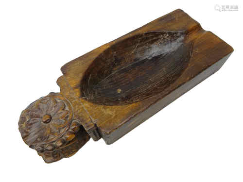 18th/ 19th century elm rectangular mould, carved with stylized wheat sheaf,