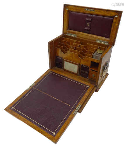 Edwardian oak writing and stationary box,