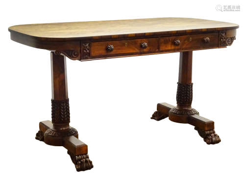 Regency rosewood rectangular Library table,