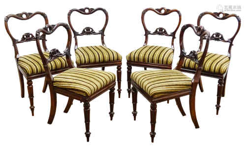 Set six Regency rosewood dining chairs,