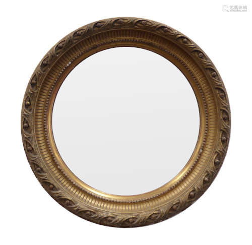 Victorian circular gilt wood and gesso wall mirror,