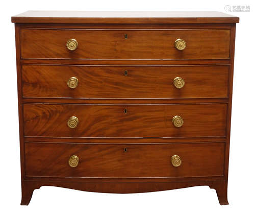 Regency period mahogany bow front chest,