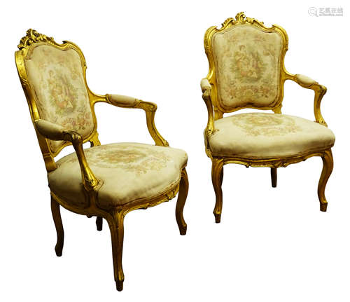 Pair of late 19th century French Fauteils,