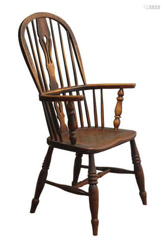 19th century ash and elm high back Windsor armchair,