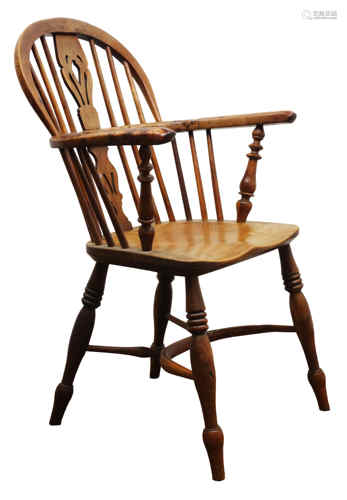 19th century yew Windsor armchair,