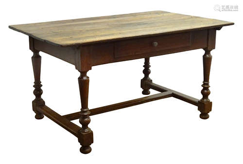 18th century French oak preparation table of pegged construction,