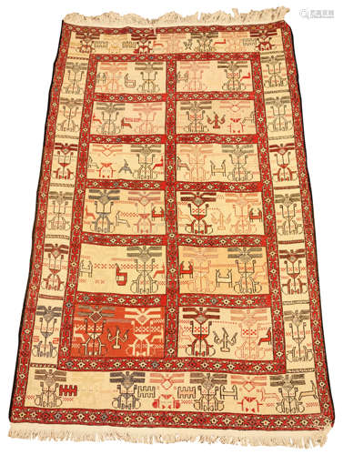 An Afghan hand woven silk rug,