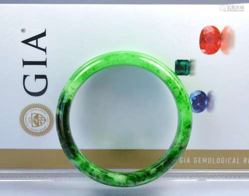 CHINESE TOP CERTIFIED GRADE A GREEN JADE BANGLE