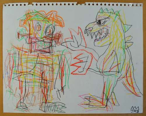 JEAN MICHEL BASQUIAT ATTR CRAYON ON PAPER 