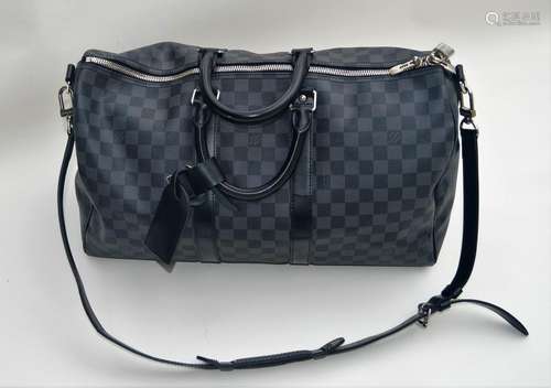 LOUIS VUITTON BLACK DAUMIER BANDOULIERE DUFFEL BAG