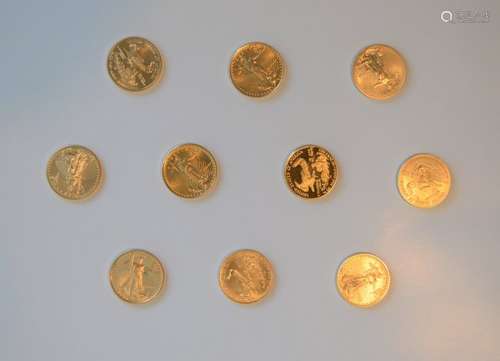 SET OF (TEN) 1/4 OZ GOLD AMERICAN EAGLE COINS