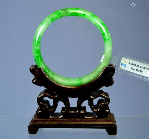 CHINESE TOP CERTIFIED GREEN JADE BANGLE