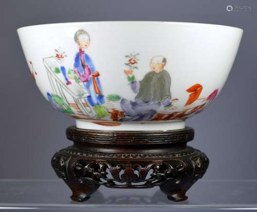 CHINESE MANDARIN FIGURAL PORCELAIN BOWL 18TH C