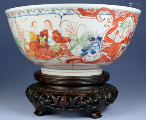 CHINESE UNDERGLAZE/OVERGLAZE PEOPLE BOWL