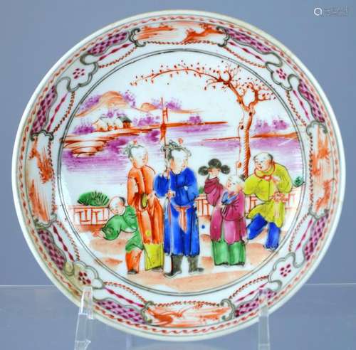 CHINESE MANDARIN PORCELAIN FIGURAL PLATE 1780'S