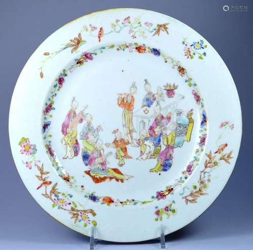 CHINESE MANDARIN QIANLONG PORCELAIN PLATE CA 18TH C