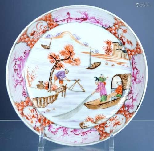 CHINESE MANDARIN PORC PLATE CA.18TH C