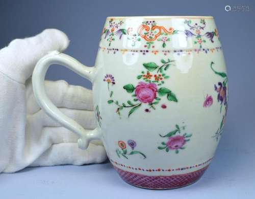 CHINESE FAMILLE ROSE PORCELAIN MUG 18TH C