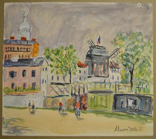 MAURICE UTRILLO (ATTR) GOUACHE ON PAPER