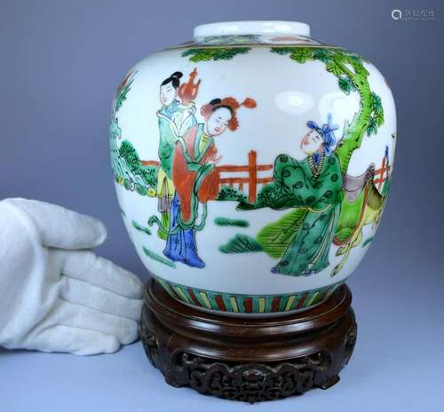 CHINESE LARGE PORC GINGER JAR CA. 19TH C