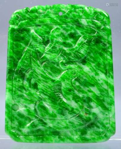 CHINESE CERTIFIED GRADE A GREEN JADE CARVED DRAGON